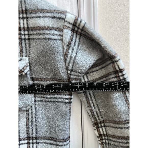 Missguided Gray Plaid Pocket Button Shacket Jacket Size 12/0XL - Picture 7 of 10
